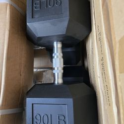 Brand New 90lb Rubber Hex Dumbbells 