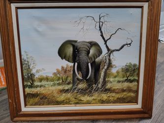 Elephant Painting On Canvas (very nice)