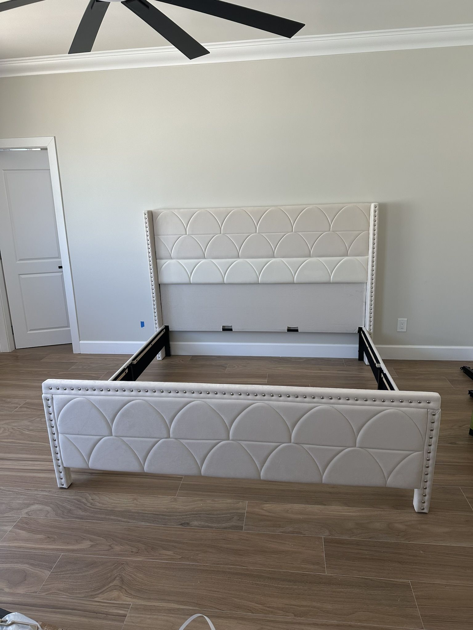 Velvet Wingback Bed Frame — King Size