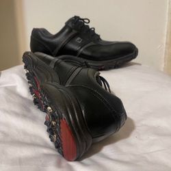 Footjoy Mens Greenjoy 45471 Black Leather Golf Shoes Lace Up Low Top Size 8.5M