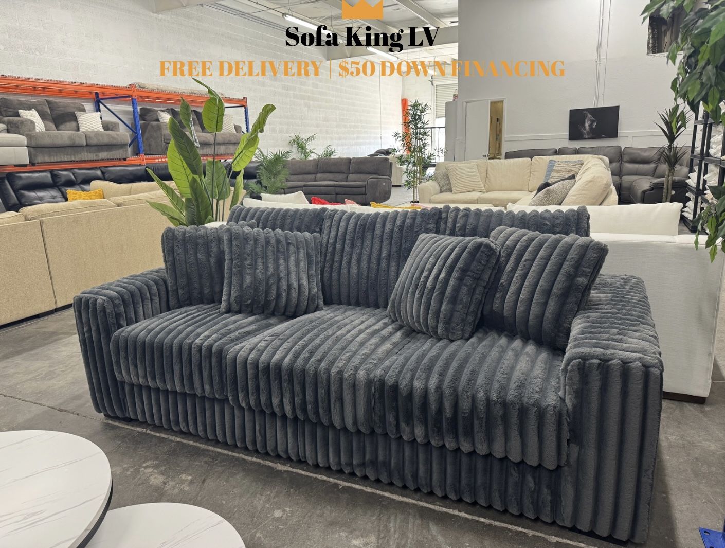 Free Delivery* Like New Gray Corduroy Sofa!