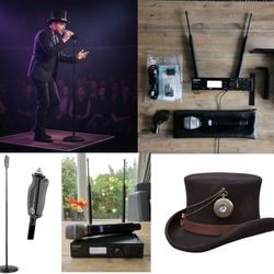 Shure ULXD24/B87A Wireless Mic + Stand + Steampunk Hat