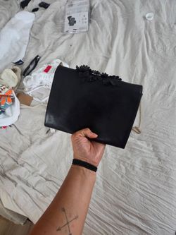 Black Authentic Versace Bag with Floral Detail