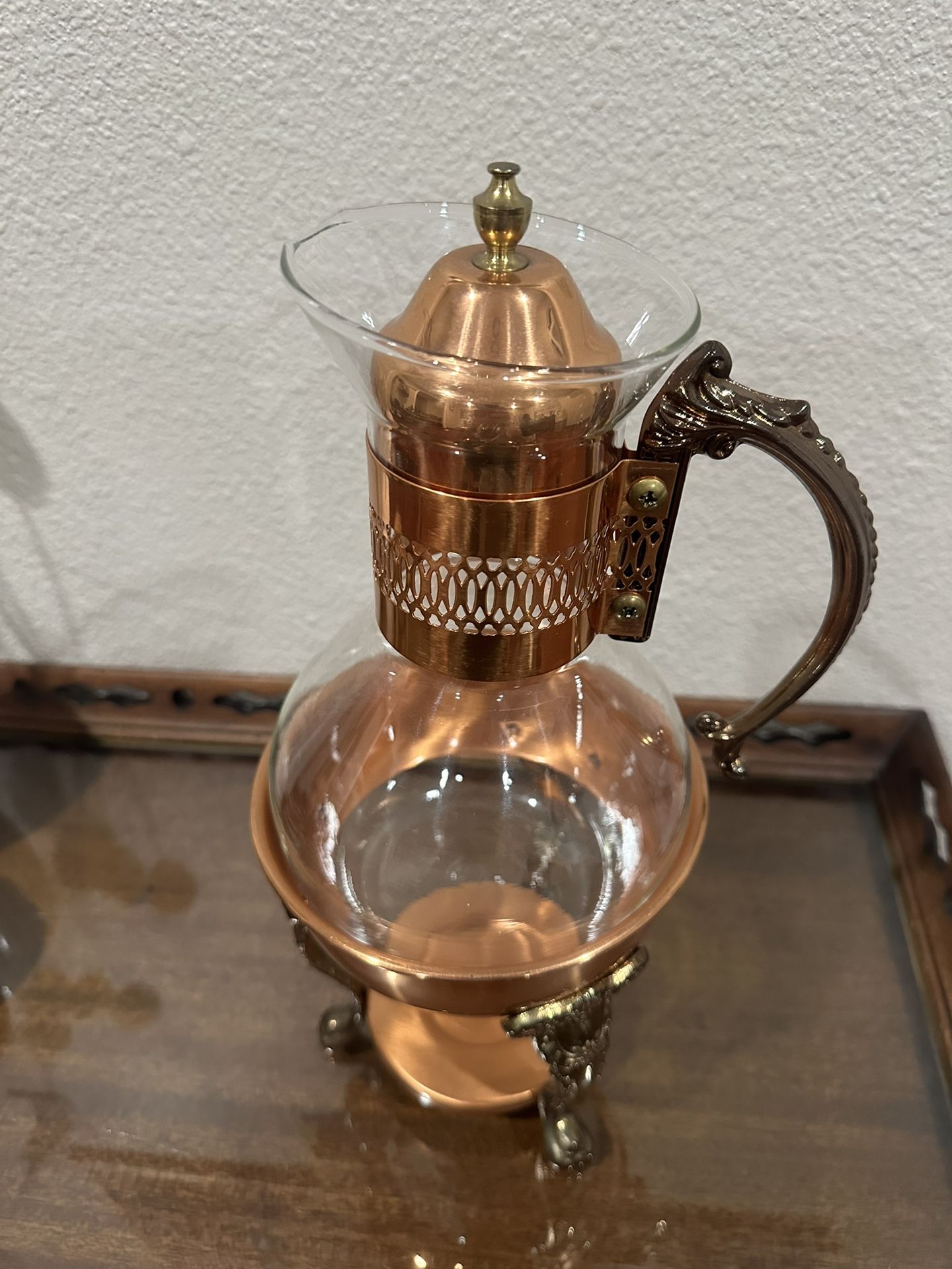 Antique Copper And Glass Dectanter