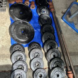 260 Pounds Steel Weights, dumbbells, barbells and more.