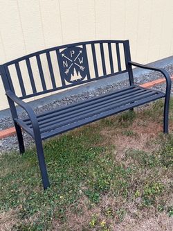PNW Metal Bench - Loveseat - Black - Yard  Chair