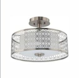 14 in. 1-Light Brushed Nickel LED Semi Flush Mount Ceiling Light