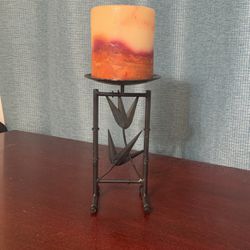 Wrought Iron Candleholder with Artisan Candle.       ON SALE NOW 