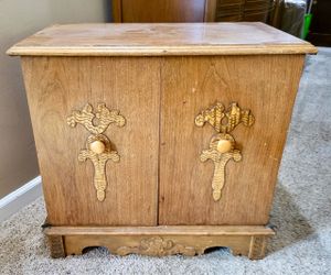 Vintage Wooden Two-door, Two-shelf Cabinet