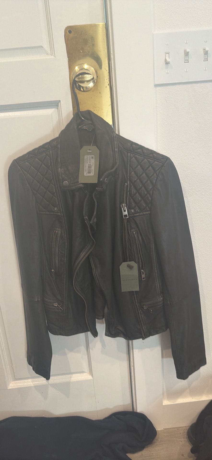 Allsaints Bike Leather Jacket Size 6 Women’s