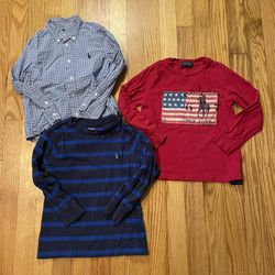 Lot of 3 Polo Ralph Lauren Boys 4T Shirts Short SLEEVE Long sleeve BUTTON