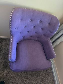 Purple Tufted Accent Chair with Nailhead Trim