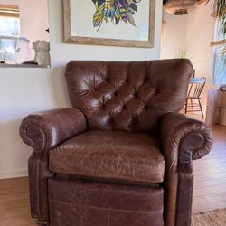 Restoration Hardware Churchill Recliner, Leather Chair
