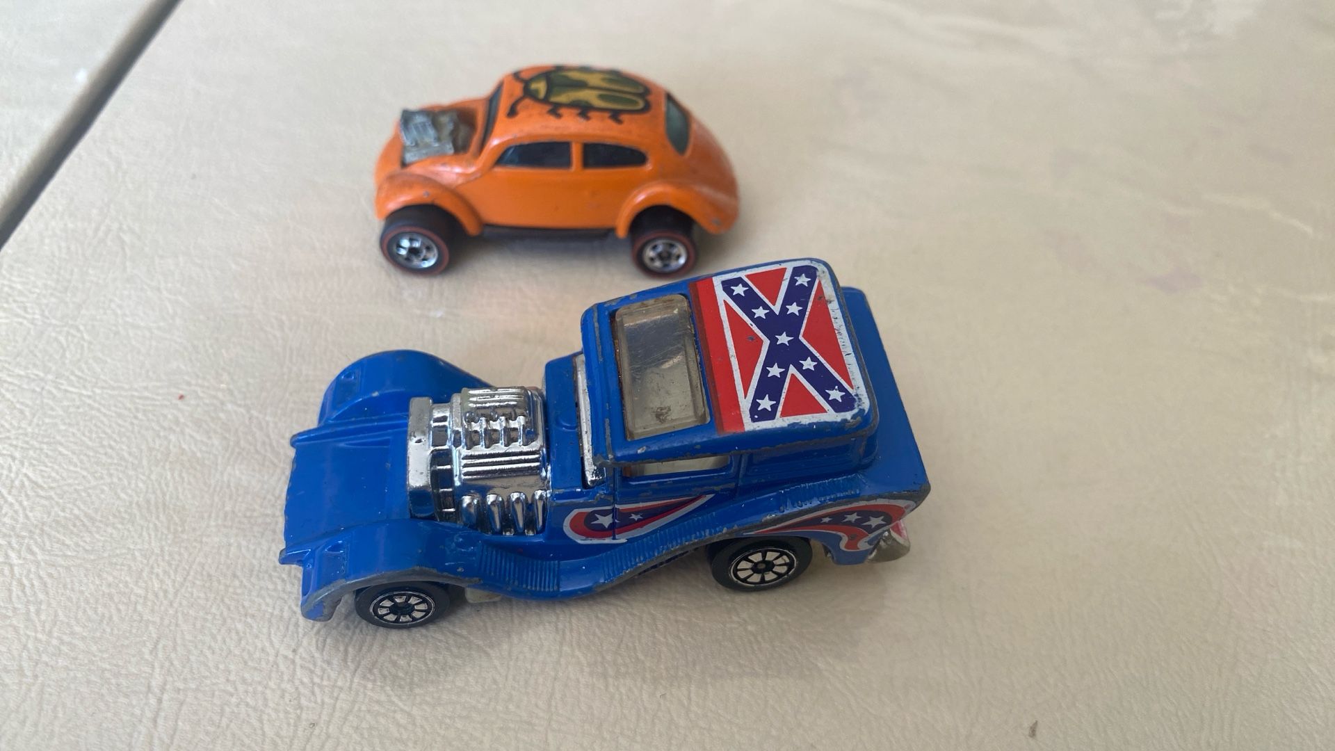 Vintage 1967 Hot Wheels Redline Custom Volkswagen Beetle Orange And 1981 Kenner Faxt IIIs Street Boss Blue Nebraska