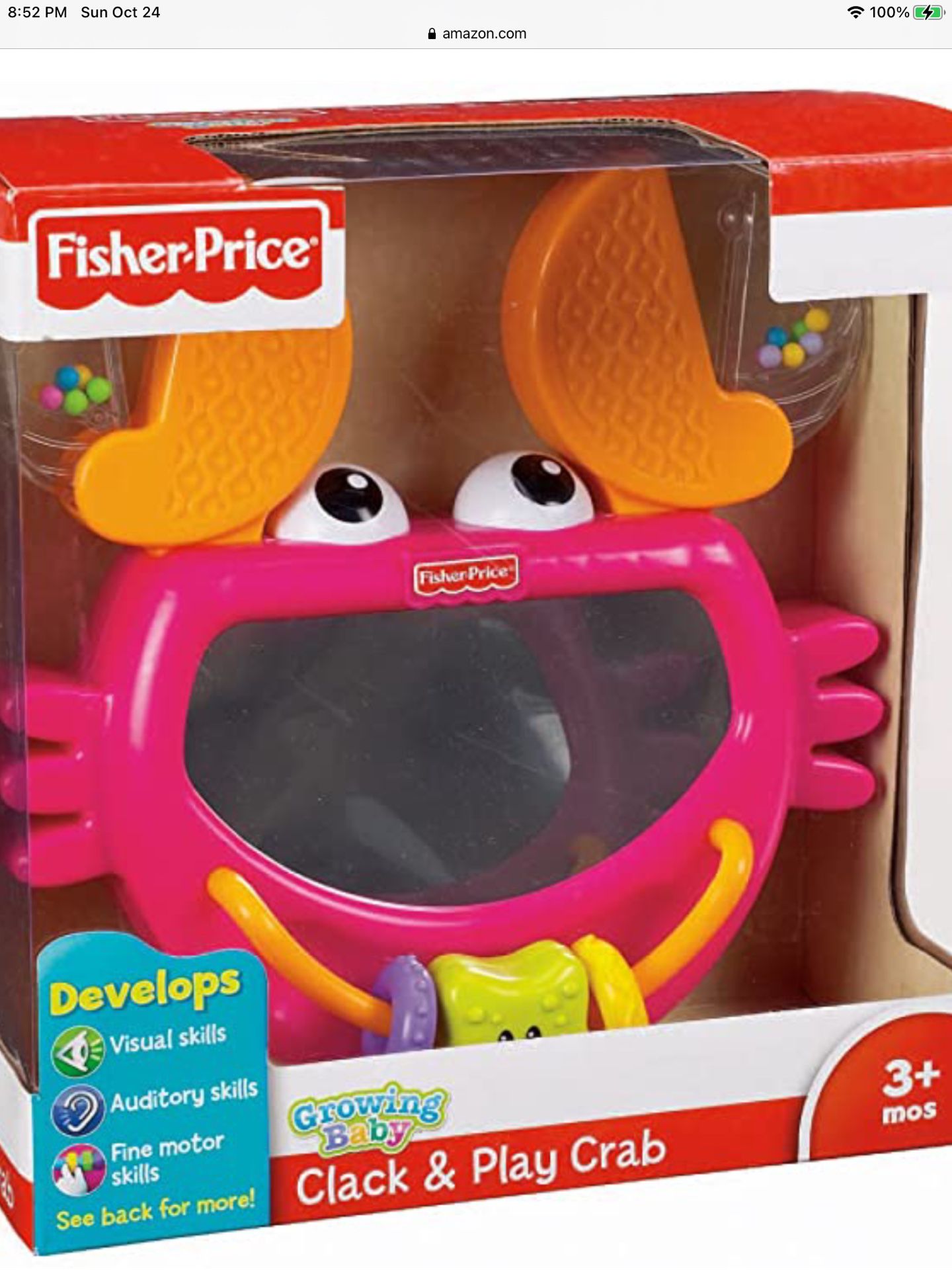 Fisher Price  Clack And Play crab  Baby Toy 