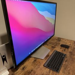 Dell Monitor, Desk, Wireless Keyboard And Mouse 