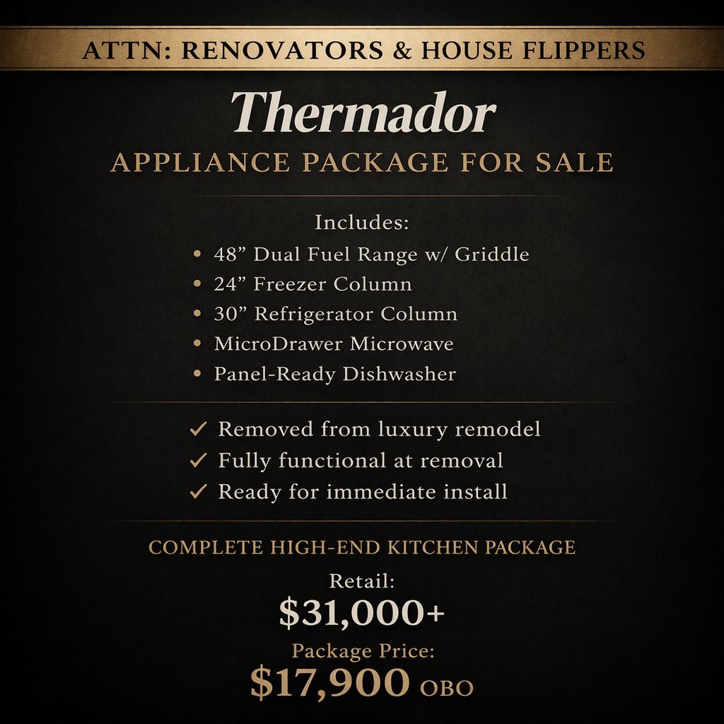 THERMADOR LUXURY KITCHEN APPLIANCE PACKAGE – COMPLETE SET – $15,900 OBO