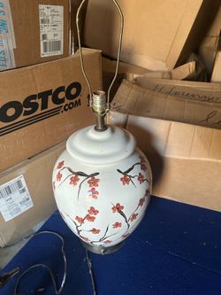 Vintage Chinese Porcelain Ginger Jar Table Lamp With Floral Design