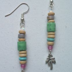 Mix Bead Drop Palm Tree Beach Boho Earrings
