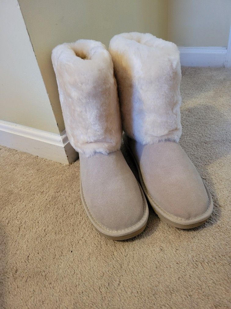 Genuine Suede Boots With Fur