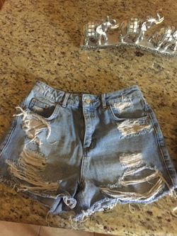 Topshop jean high waist shorts