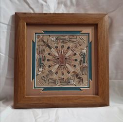 Authentic Navajo Sandpainting by Veronica Begay - Framed & Signed