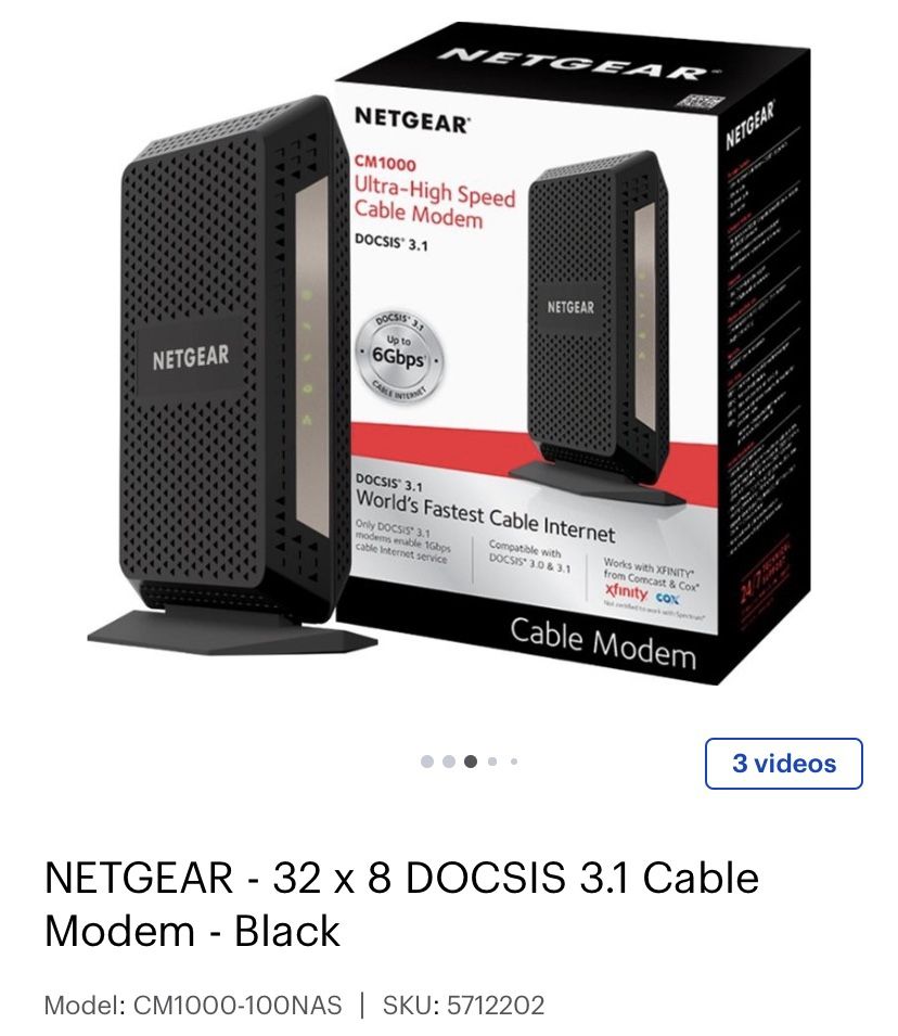 Netgear 32 x 8 Docsis 3.1 Cable Modem - Brand New