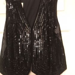 Ladies black sequin vest 1X NWT