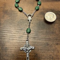 Antique Glass Bead Bracelet With Jesus And Mary