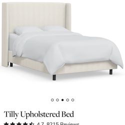 Upholstered White King Bed Frame 