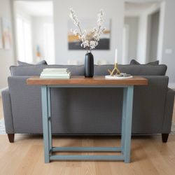 Farmhouse Style Wood Top Console Table