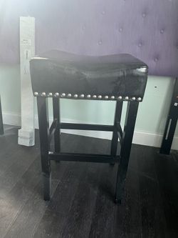 Black Leather Stools (2 )