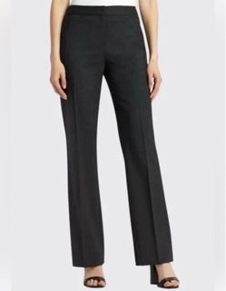 Lafayette 148 New York Menswear Black Wool Elastane Wide Leg Pants Size 8