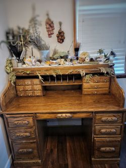 Vintage Oak Roll-Top Desk