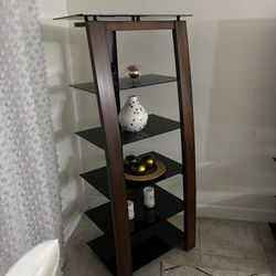 Wood & Glass Corner Shelf Unit (Set Of 2) 