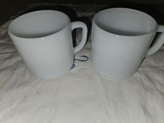 Set of 2 White federal milk glass Mugs