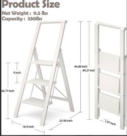 HillhutApex 3 Step Foldable Aluminum Step Ladder with Handgrip, Anti-Slip Pedal, 330...