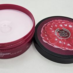 Rare new The Body Shop Body Butter Early-Harvest Raspberry 6.75 oz opened just to take picture so it still has the raspberry smell to it delicious lol