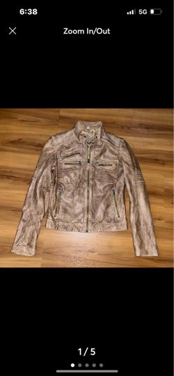 Womens BOD. & Chritensen  Leather Distresses Moto Full Zip Jacket