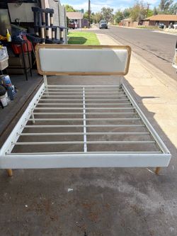 Queen white boho style bed frame