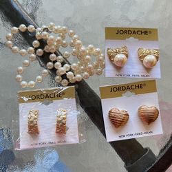 Pearl Necklace, & Three Earrings