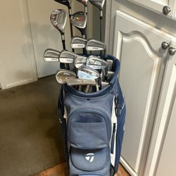 MENS FULL SET Golf Clubs - TaylorMade, Titleist & Cart Bag