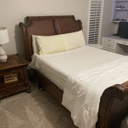 Wooden Queen Sized Bed and night stand Set