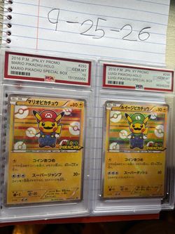PSA 10 Mario & Luigi Pikachu Holo Promo Card Set