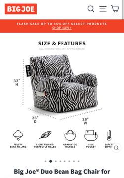Big Joe Bean Bag Chair With Refill