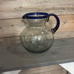 Hand Blown Mexican Glass Pitcher