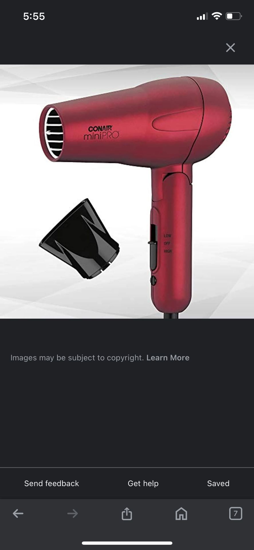Conair MiniPro Tourmaline Ceramic Hair Dryer