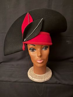 Vintage Black and Red Felt Tricorn Hat
