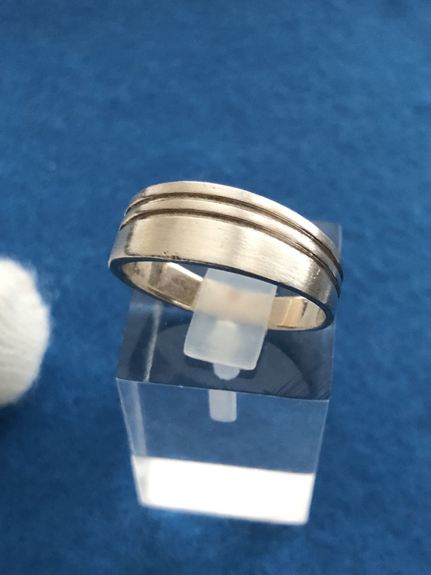 sterling Silver 925 band ring,double line lineage ring represents partners or soul mates, 8 mm wide gradually to 5mm,size 9 -3/4