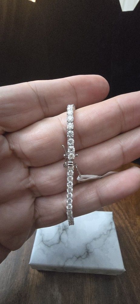 925 Sterling Silver Diamond Bracelet 